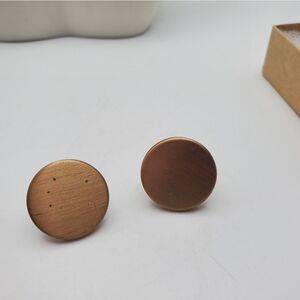 Copper gold toned circle screwback antique‎ earrings